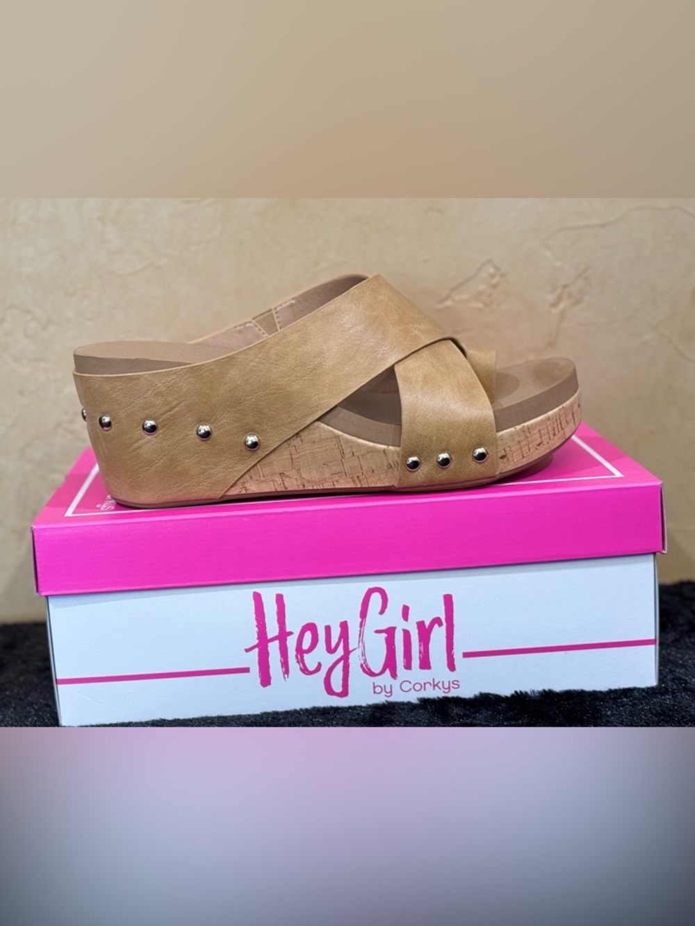 Corkys Womens Tidbit Studded Wedge Slide Sandals - Size 9 - Picture 3 of 6